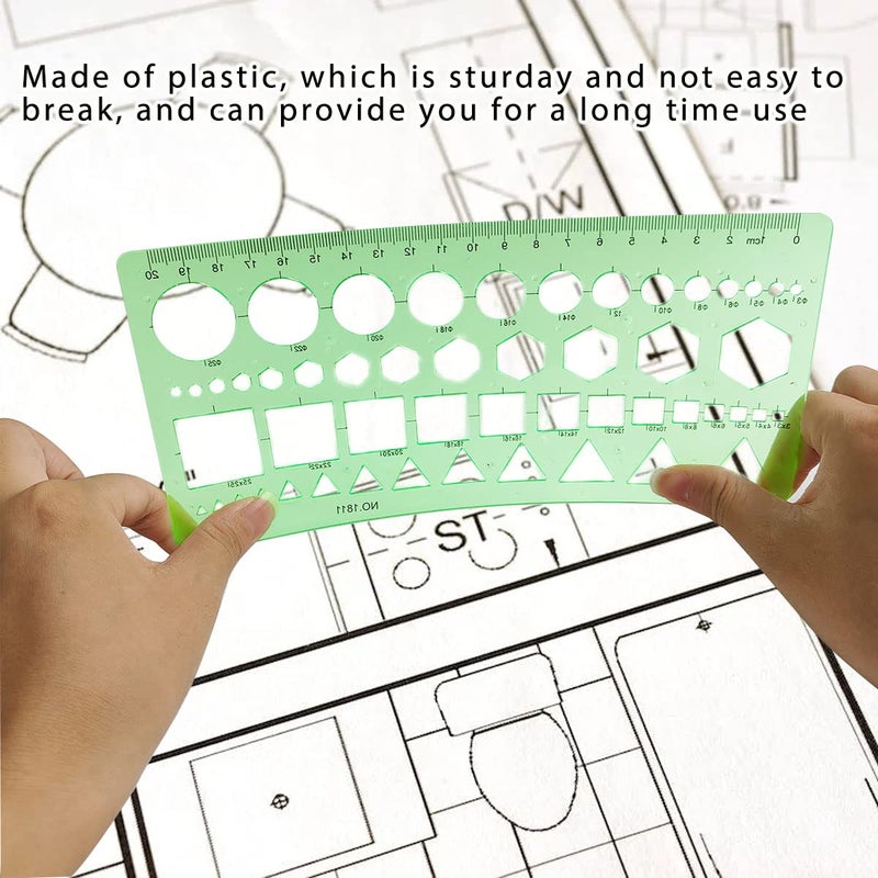 ZTEOFO قوالب دوائر، قوالب رسومات هندسية، قوالب استنسل صياغة، أدوات قياس، قالب تصميم الفنان، أداة مساعدة للرسم، قوالب دائرية، قياس استنسل مسطرة هندسية، 2 حزمة - Image 2